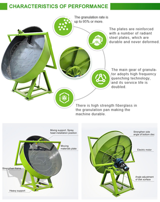 Disco granulador de 1200*950*1300 mm para la producción de fertilizantes orgánicos de alto rendimiento